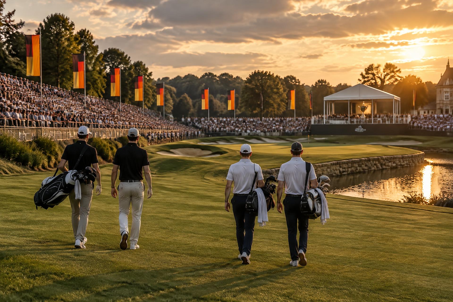 Teams walking toward the final green